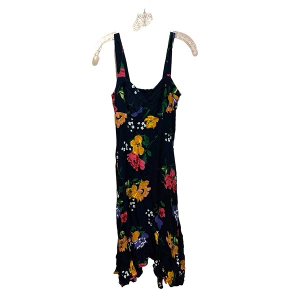 Anthropologie Maeve Vivienne Midi Dress Blue Floral Smocked in Size 6 - Picture 2 of 4